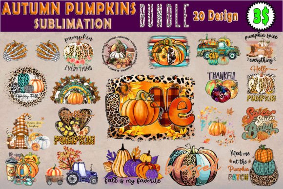 Autumn Pumpkins Sublimation Bundle: Graphics & Crafts