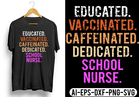 Educated Vaccinated Caffeinated -T-shirt Graphics and Crafts
