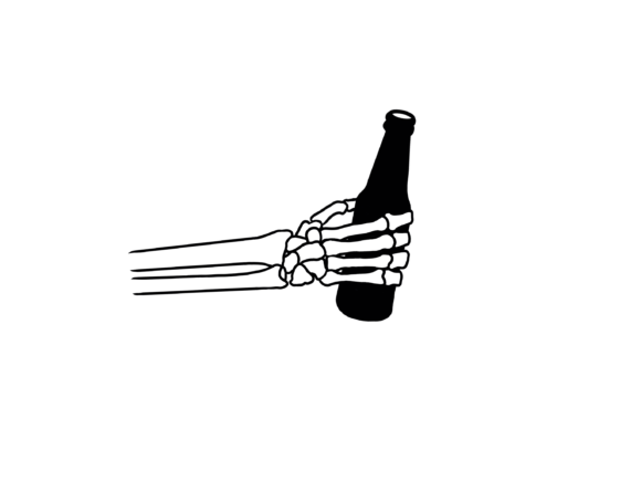 Skeleton Holding Beer Bottle: Graphics and Crafts