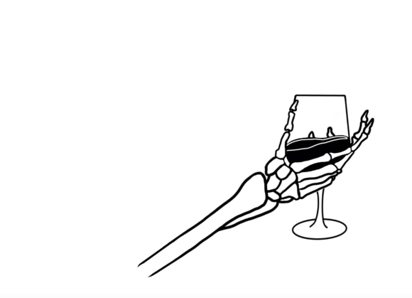 Skeleton Holding Wine Graphics and Crafts