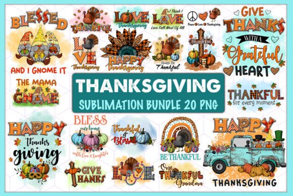 Thanksgiving Sublimation Bundle 20 PNG