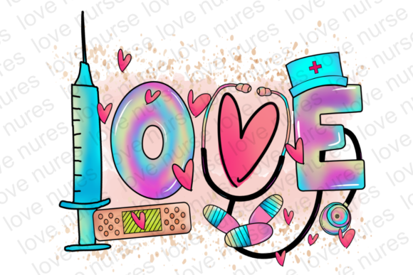 Valentines Love Nursing Sublimation Graphics & Crafts